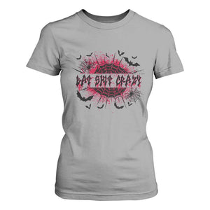 Funny Halloween Bat Shit Crazy T Shirt For Women Horror Spider Web TS11 Sport Gray Print Your Wear