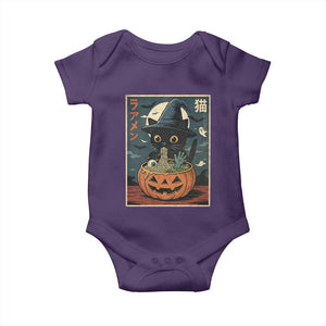 Funny Spooky Black Cat Eating Ramen Kawaii Japanese Halloween Baby Onesie TS11 Purple Print Your Wear