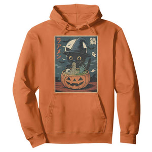 Funny Spooky Black Cat Eating Ramen Kawaii Japanese Halloween Hoodie TS11 Orange Print Your Wear