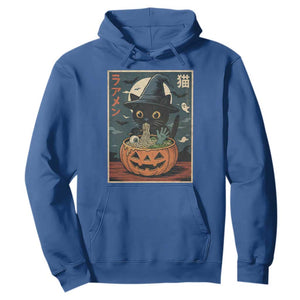 Funny Spooky Black Cat Eating Ramen Kawaii Japanese Halloween Hoodie TS11 Royal Blue Print Your Wear