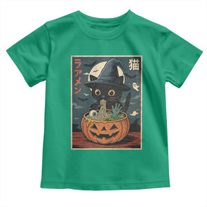 Funny Spooky Black Cat Eating Ramen Kawaii Japanese Halloween Toddler T Shirt TS11 Irish Green Print Your Wear