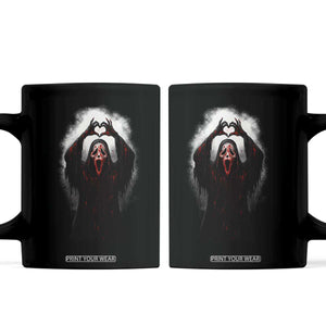 Funny Scary Face Ghost Hand Heart Sign Halloween Coffee Mug TS11 Black Print Your Wear