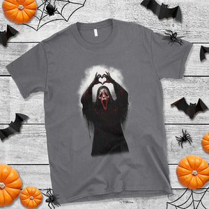 Funny Scary Face Ghost Hand Heart Sign Halloween T Shirt TS11 Charcoal Print Your Wear