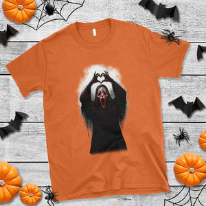 Funny Scary Face Ghost Hand Heart Sign Halloween T Shirt TS11 Orange Print Your Wear