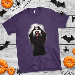 Funny Scary Face Ghost Hand Heart Sign Halloween T Shirt TS11 Purple Print Your Wear