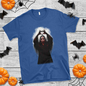 Funny Scary Face Ghost Hand Heart Sign Halloween T Shirt TS11 Royal Blue Print Your Wear