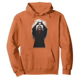 Funny Scary Face Ghost Hand Heart Sign Halloween Hoodie TS11 Orange Print Your Wear