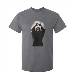 Funny Scary Face Ghost Hand Heart Sign Halloween T Shirt For Kid TS11 Charcoal Print Your Wear