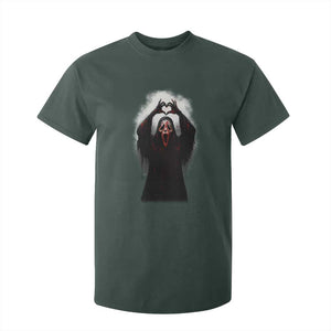 Funny Scary Face Ghost Hand Heart Sign Halloween T Shirt For Kid TS11 Dark Forest Green Print Your Wear