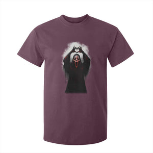Funny Scary Face Ghost Hand Heart Sign Halloween T Shirt For Kid TS11 Maroon Print Your Wear