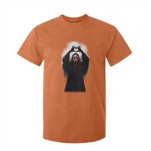 Funny Scary Face Ghost Hand Heart Sign Halloween T Shirt For Kid TS11 Orange Print Your Wear