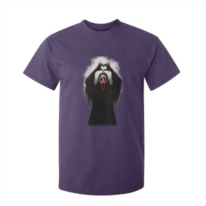 Funny Scary Face Ghost Hand Heart Sign Halloween T Shirt For Kid TS11 Purple Print Your Wear