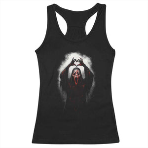 Funny Scary Face Ghost Hand Heart Sign Halloween Racerback Tank Top TS11 Black Print Your Wear