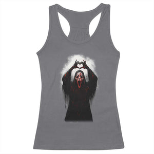 Funny Scary Face Ghost Hand Heart Sign Halloween Racerback Tank Top TS11 Charcoal Print Your Wear