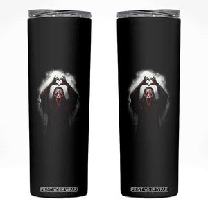 Funny Scary Face Ghost Hand Heart Sign Halloween Skinny Tumbler TS11 Black Print Your Wear