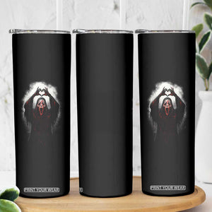 Funny Scary Face Ghost Hand Heart Sign Halloween Skinny Tumbler TS11 Print Your Wear