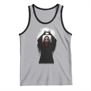 Funny Scary Face Ghost Hand Heart Sign Halloween Tank Top TS11 Athletic Heather Black Print Your Wear