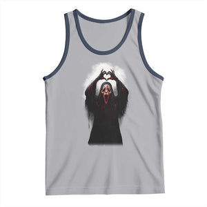 Funny Scary Face Ghost Hand Heart Sign Halloween Tank Top TS11 Athletic Heather Navy Print Your Wear