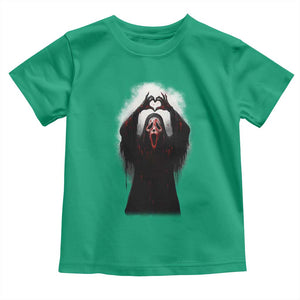 Funny Scary Face Ghost Hand Heart Sign Halloween Toddler T Shirt TS11 Irish Green Print Your Wear