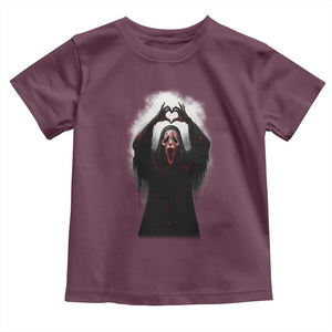 Funny Scary Face Ghost Hand Heart Sign Halloween Toddler T Shirt TS11 Maroon Print Your Wear