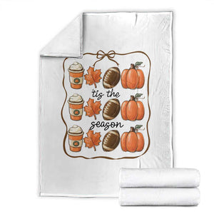 Tis The Season Fall Thanksgiving Throw Blanket American Football Pumpkin TS11 White Print Your Wear