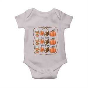 Tis The Season Fall Thanksgiving Baby Onesie American Football Pumpkin TS11 Ice Gray Print Your Wear