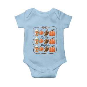 Tis The Season Fall Thanksgiving Baby Onesie American Football Pumpkin TS11 Light Blue Print Your Wear