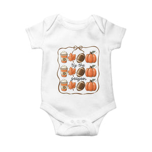 Tis The Season Fall Thanksgiving Baby Onesie American Football Pumpkin TS11 White Print Your Wear