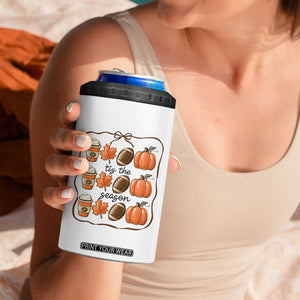 Tis The Season Fall Thanksgiving 4 in 1 Can Cooler Tumbler American Football Pumpkin TS11 Print Your Wear