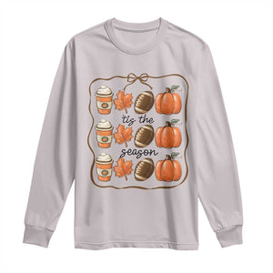 Tis The Season Fall Thanksgiving Long Sleeve Shirt American Football Pumpkin TS11 Ice Gray Print Your Wear