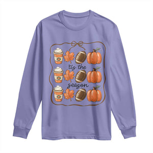 Tis The Season Fall Thanksgiving Long Sleeve Shirt American Football Pumpkin TS11 Violet Print Your Wear