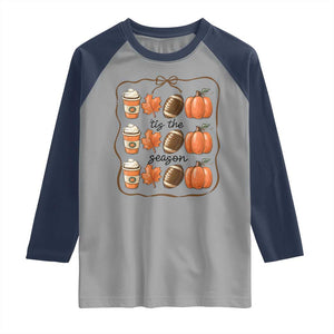 Tis The Season Fall Thanksgiving Raglan Shirt American Football Pumpkin TS11 Sport Gray Navy Print Your Wear