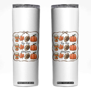 Tis The Season Fall Thanksgiving Skinny Tumbler American Football Pumpkin TS11 White Print Your Wear