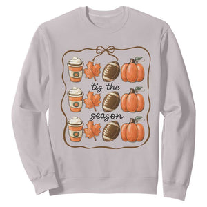 Tis The Season Fall Thanksgiving Sweatshirt American Football Pumpkin TS11 Ice Gray Print Your Wear