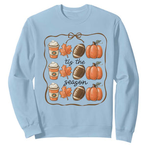 Tis The Season Fall Thanksgiving Sweatshirt American Football Pumpkin TS11 Light Blue Print Your Wear