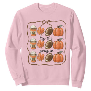 Tis The Season Fall Thanksgiving Sweatshirt American Football Pumpkin TS11 Light Pink Print Your Wear