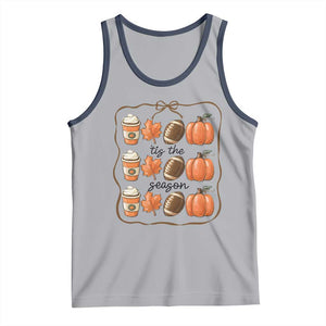 Tis The Season Fall Thanksgiving Tank Top American Football Pumpkin TS11 Athletic Heather Navy Print Your Wear