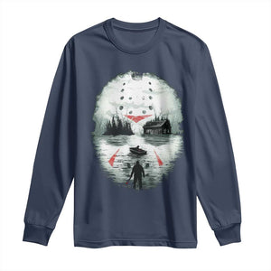 Halloween Jason Hockey Mask Friday 13th Slasher Long Sleeve Shirt TS11 Navy Print Your Wear