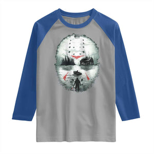 Halloween Jason Hockey Mask Friday 13th Slasher Raglan Shirt TS11 Sport Gray Royal Print Your Wear