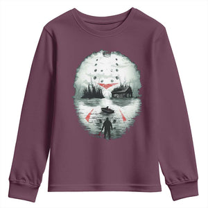 Halloween Jason Hockey Mask Friday 13th Slasher Youth Sweatshirt TS11 Maroon Print Your Wear