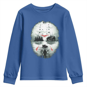 Halloween Jason Hockey Mask Friday 13th Slasher Youth Sweatshirt TS11 Royal Blue Print Your Wear