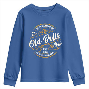 60th Birthday Est 1966 Youth Sweatshirt Official Member Of The Old Ball Clubs TS11 Royal Blue Print Your Wear