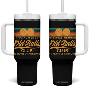 Funny 60th Birthday Tumbler With Handle Official Member Of The Old Ball Clubs Retro Sunset TS11 One Size: 40 oz Black Print Your Wear