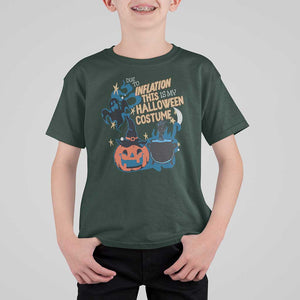 Funny Halloween T Shirt For Kid Due To Inflation This Is My Halloween Costume Pumpkin Ghost TS11 Dark Forest Green Print Your Wear