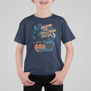 Funny Halloween T Shirt For Kid Due To Inflation This Is My Halloween Costume Pumpkin Ghost TS11 Navy Print Your Wear