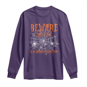 Halloween Dad Long Sleeve Shirt Beware Dad Tax Is A Spooky Deduction Spider TS11 Purple Print Your Wear