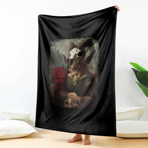 Halloween Throw Blanket Creepy Mona Lisa Satan Pentagram Leonardo da Vinci TS11 Print Your Wear