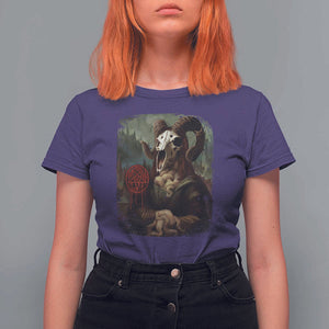 Halloween T Shirt For Women Creepy Mona Lisa Satan Pentagram Leonardo da Vinci TS11 Purple Print Your Wear
