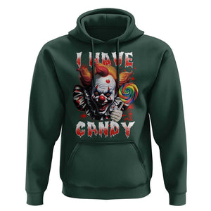 Halloween Hoodie I Have Candy Scary Creepy Clown Lolipop TS11 Dark Forest Green Print Your Wear