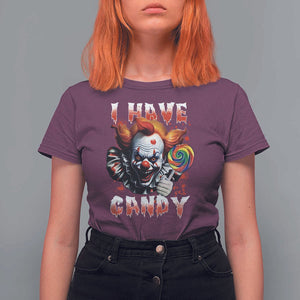Halloween T Shirt For Women I Have Candy Scary Creepy Clown Lolipop TS11 Maroon Print Your Wear